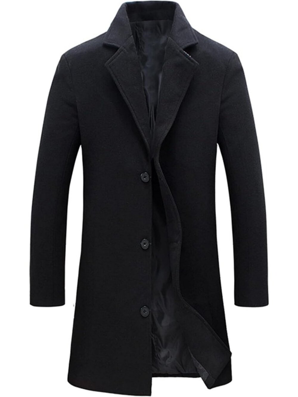Stylish Men's Wool Blend Pea Coat - Single Breasted Overcoat for Spring & Fall